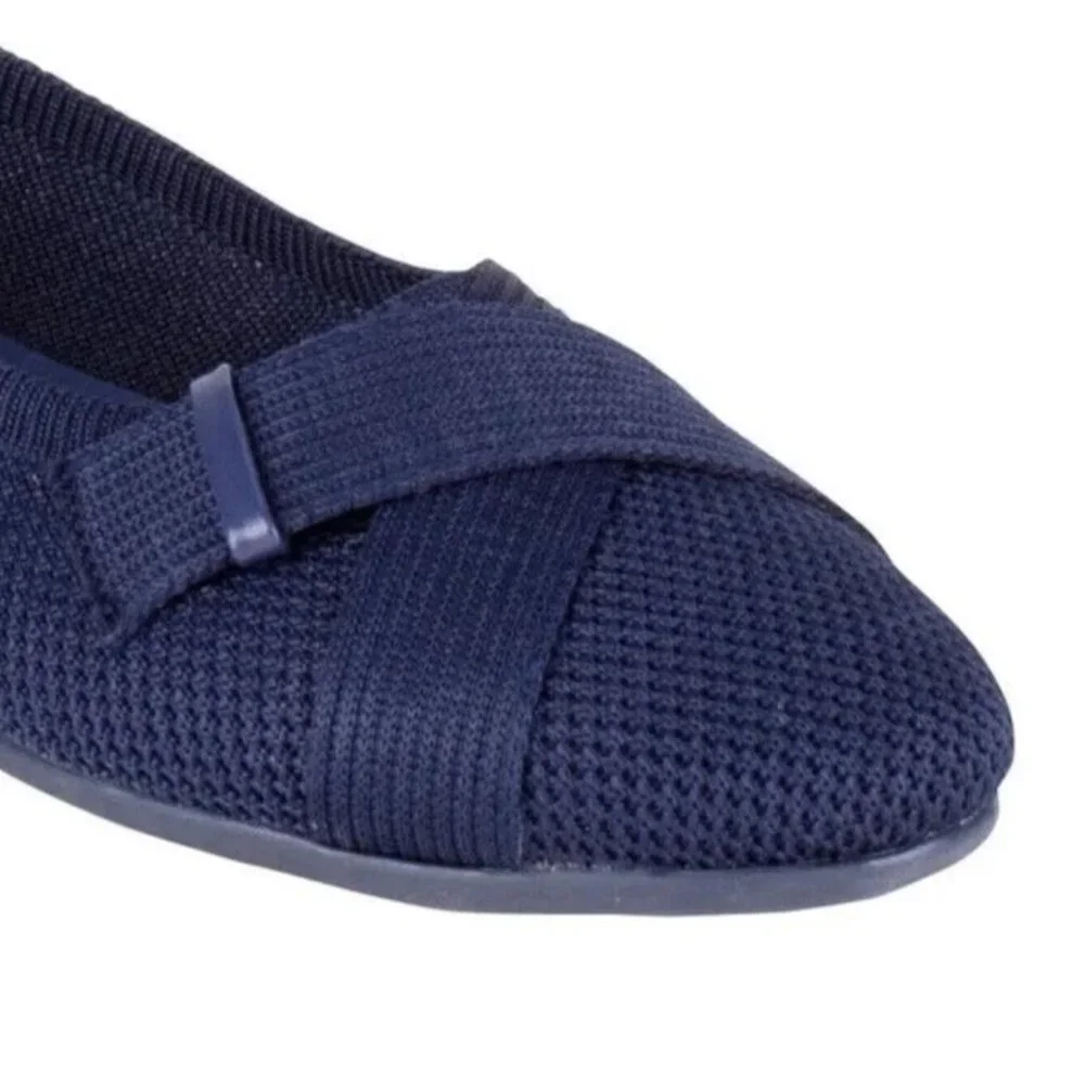GV Gloria Vanderbilt 8.5 Debbie Knit Double Strap Flat Ballet Shoes Slip-on Blue